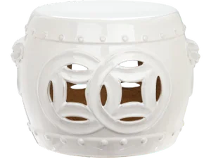 Double Coin Garden Stool in White