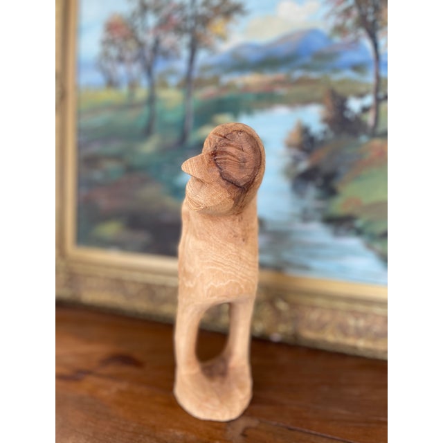 Hand-Carved Mid 20th Century Abstract Wooden Figure Sculpture in Natural Finish. For Sale - Image 4 of 10