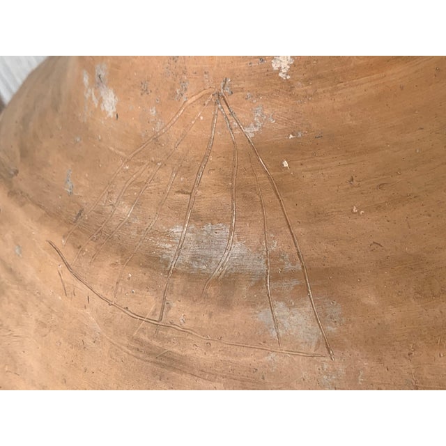 18th Century Large 41´ Terracotta Ribbed Vessel, Vase, Planter with Low Tap For Sale - Image 14 of 18