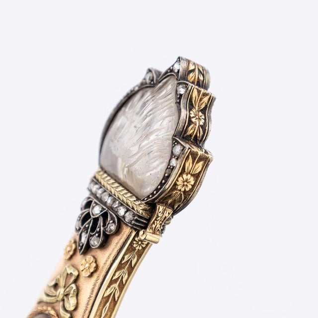 Antique 19th Century Austrian Gold, Diamond & Rock Crystal Toothpick Case, 1820, Set of 4 For Sale - Image 14 of 18