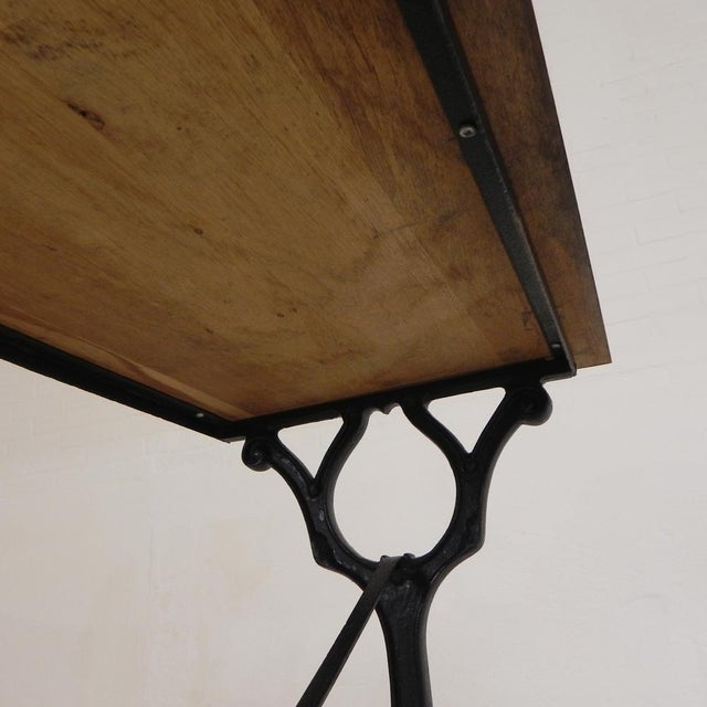 Bistro Table with Oak Top on a Cast Iron Frame, 1930s For Sale - Image 16 of 18