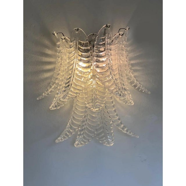Contemporary Transparent Felci Murano Glass Sconces by Simoeng, Set of 2 For Sale - Image 3 of 12