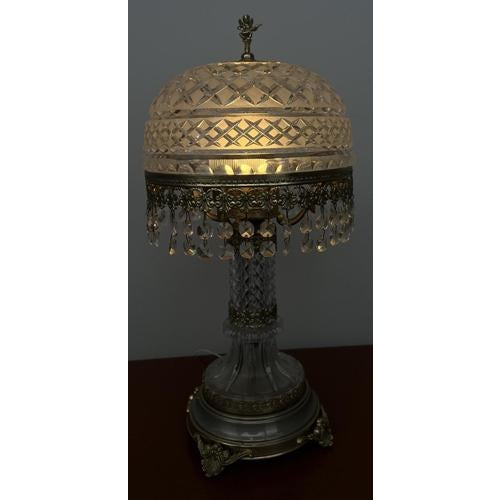 Vintage French Style Crystal Table Lamp in Brass For Sale - Image 15 of 16