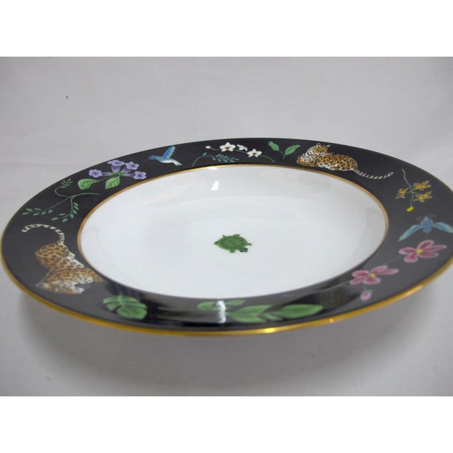 Ceramic Lynn Chase 1988 Safari Jaguar Jungle Cat 24k Gold Detail 9 1/4" Rimmed Soup Bowl For Sale - Image 7 of 11