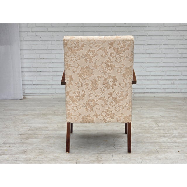 Brown Danish Beech Armchair with Wool Upholstery, 1960s For Sale - Image 8 of 18