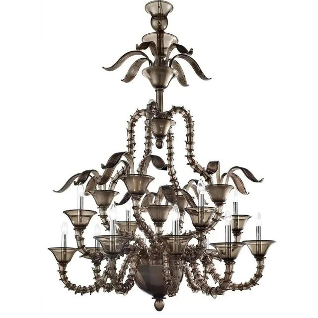 Brown Handcrafted Modern Fumé Murano Glass Chandelier by Simoeng For Sale - Image 8 of 8
