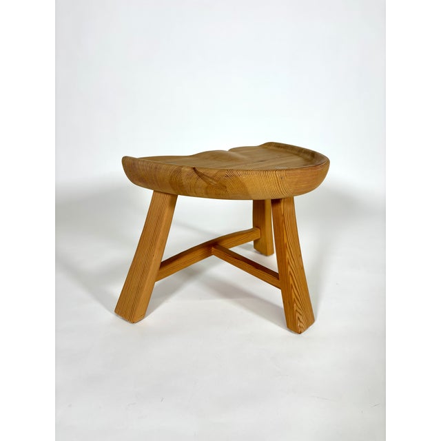 Rustic Vintage Pine Barn Stool by Krogenäs Furniture, 1960s For Sale - Image 3 of 11