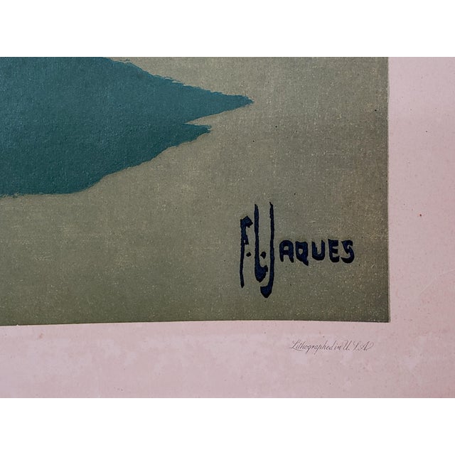 This is a beautiful vintage lithograph art print by famed artist F.L. Jaques (1887-1969) well known for naturalist...