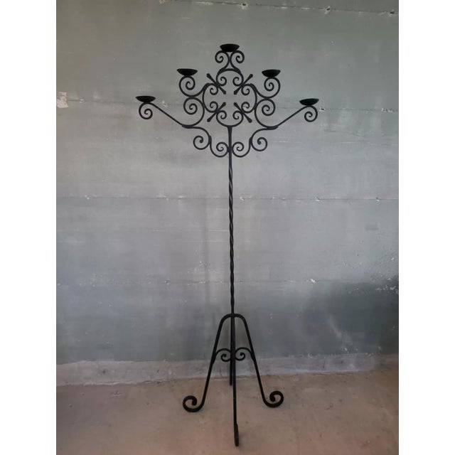 Floor Candlestick in Wrought Iron For Sale - Image 14 of 14