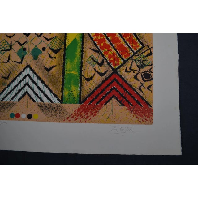 Contemporary Anton Cetin (1936) Face With Red and Yellow Headdress - Lithograph Signed and Numbered 17/150 For Sale - Image 3 of 8