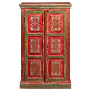 Mid Size Vintage Red Painted Cabinet, 1920s For Sale