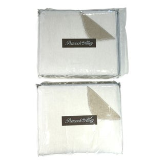 Pair Peacock Alley Alta Queen Size Reversible Blankets For Sale