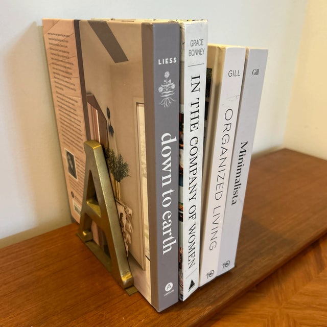 Modern Vintage 1970s Brass a to Z Bookends For Sale - Image 3 of 9