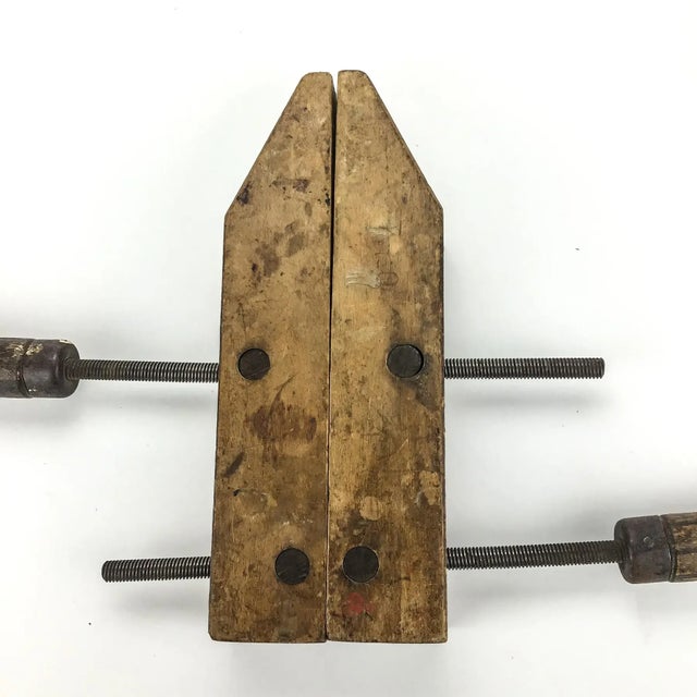 1940s Vintage Solid Wood Carpenter Screw Clamp For Sale - Image 5 of 10