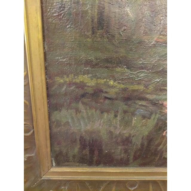 Antique California Artist Ralph Davison Miller Oil Painting Housed in a Carved Frame For Sale - Image 9 of 18