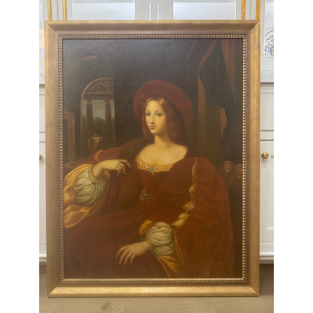 1990s 1990s Oil on Canvas,Lady in Red Portrait For Sale - Image 5 of 6