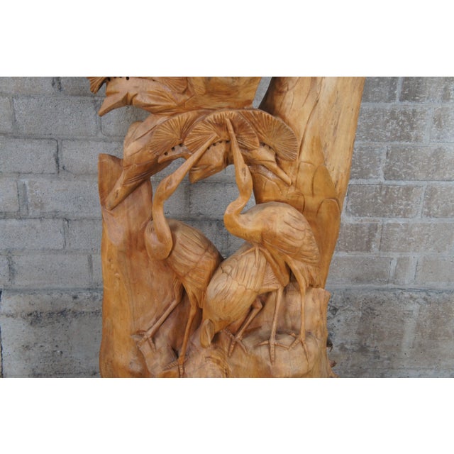 Brown Mid 20th Century Large Hand Carved Heron Bird Sculpture For Sale - Image 8 of 10