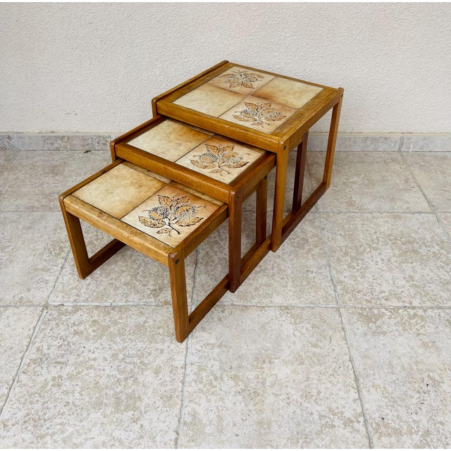 Vintage Nesting Tables in Teak and Earthenware, 1960s, Set of 3 For Sale - Image 16 of 16