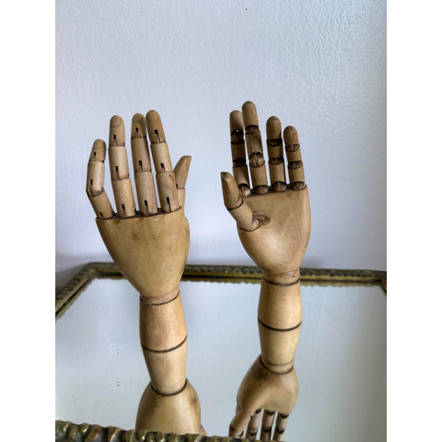 Beige Vintage Mid-Century Articulated Wooden Artist Mannequin Hand For Sale - Image 8 of 11
