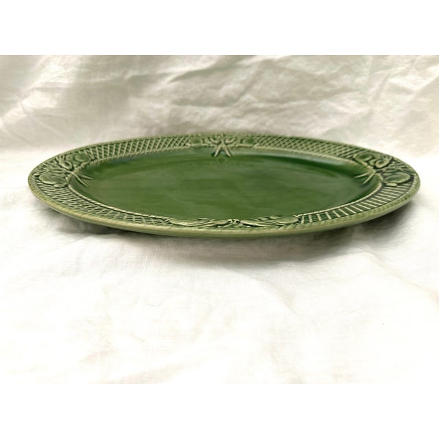 Vintage Bordalo Pinheiro Green Basketweave Bunny Tray, oval in size. Super cute for Easter or a garden party. Mix and...