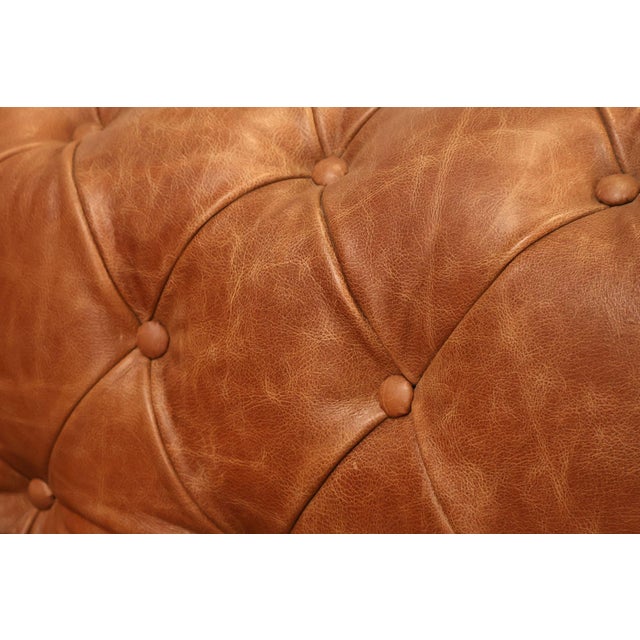 Brown Chesterfield Style 7 Foot Distressed Brown Tufted Leather Sofa For Sale - Image 8 of 17