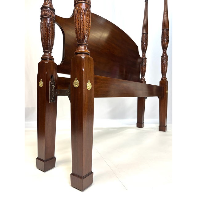 Henkel Harris Henkel Harris Virginia Galleries Solid Mahogany Rice Carved Queen Bed For Sale - Image 4 of 18