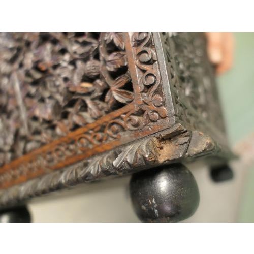 Red Anglo Indian Profusely Carved Sewing Box For Sale - Image 8 of 9