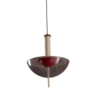 Space Age UFO Pendant with Purple Acrylic Dome and Teak Detail, 1970s For Sale