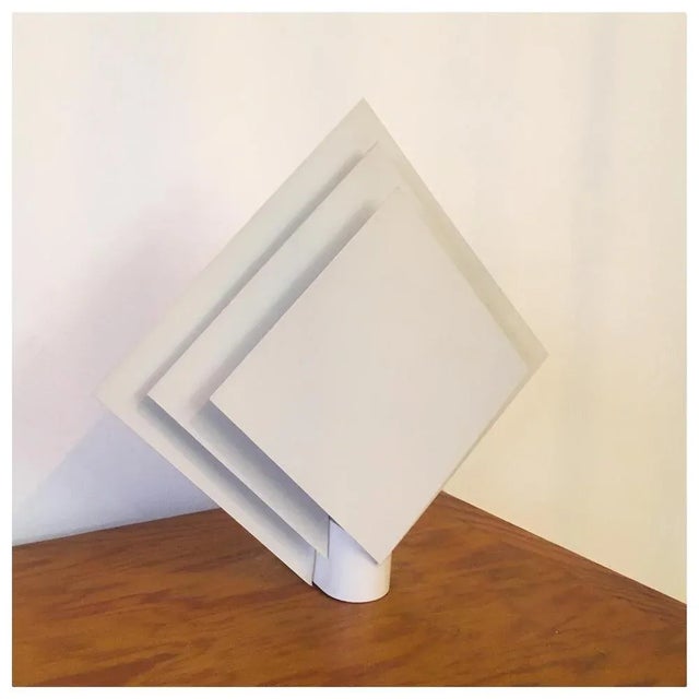 Mid-Century Modern Geometric White Metal Wall Lamp from Lumiance For Sale - Image 3 of 5