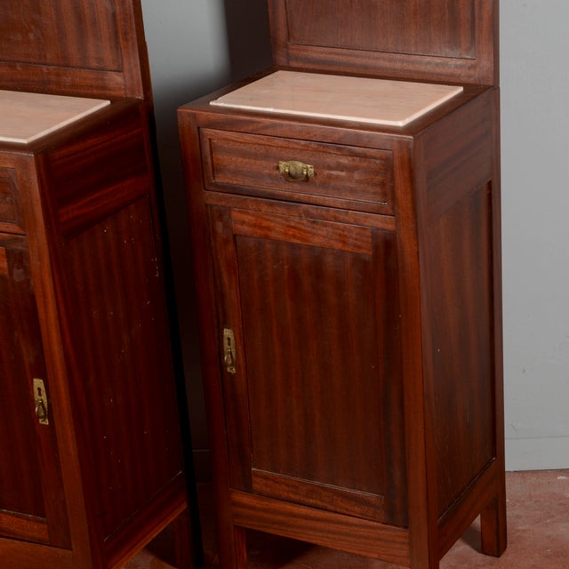 Art Nouveau Bedside Tables with Marble Tops, 1890s, Set of 2 For Sale - Image 12 of 18