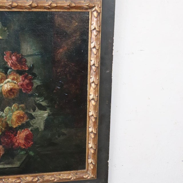 Still Life with Flowers and Fruits, 1800s, Large Oil on Canvas, Framed For Sale - Image 13 of 18