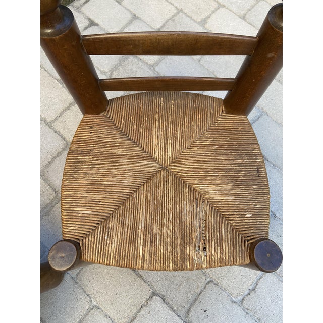 Low Brutalist Chairs in Oak and Straw attributed to Charles Dudouyt, France, 1940s, Set of 2 For Sale - Image 6 of 10