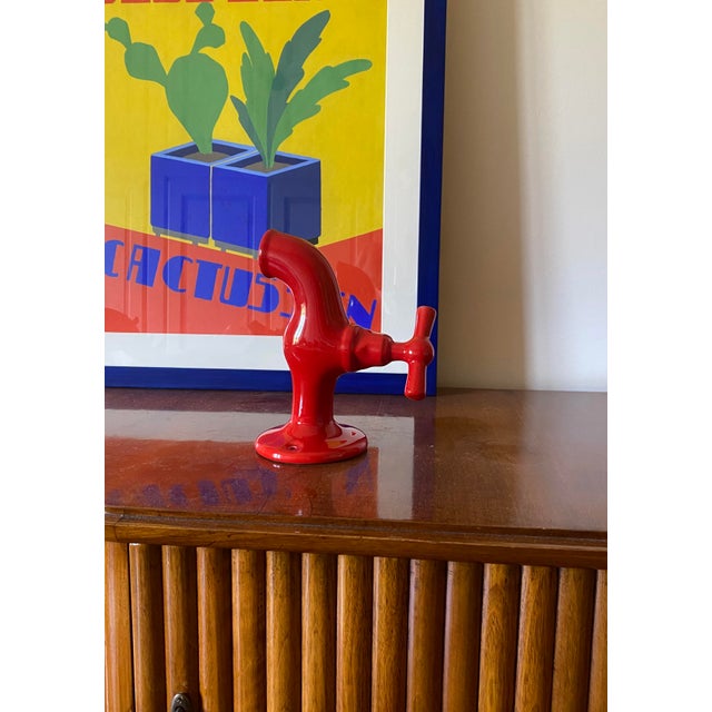 Red Tap Shaped Ceramic Sculpture by JC Peiré, France, 1970s For Sale - Image 6 of 18
