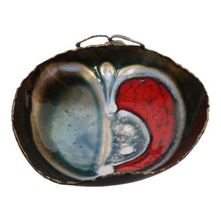 Italian Modern Enamel on Copper "Apple" Dish by Rame d'Arte Lavorazione Laurana For Sale