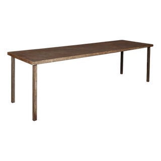 Large Industrial Handcrafted Steel Table For Sale