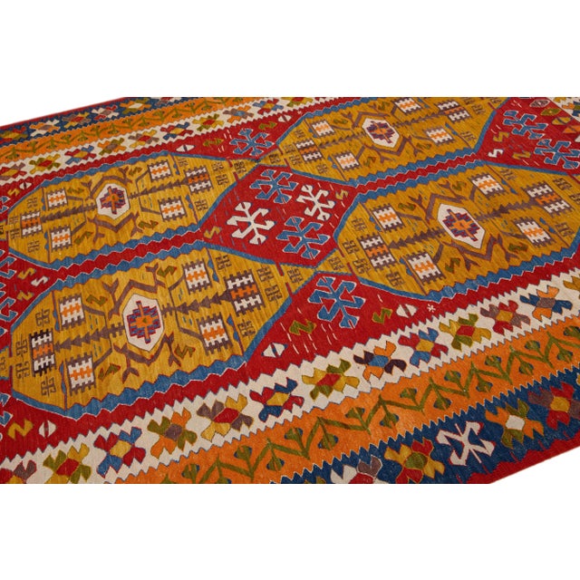 2010s Modern Flatweave Kilim Multicolor Wool Rug With Allover Motif For Sale In New York - Image 6 of 7