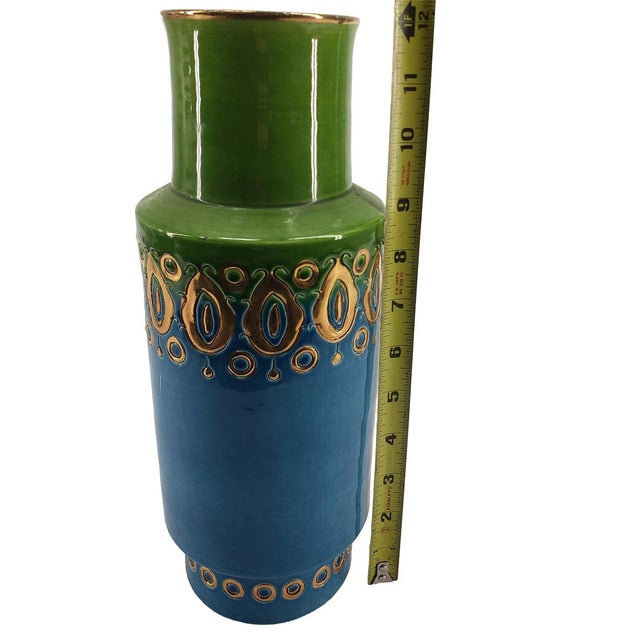 Metal Gorgeous Italian Bitossi “Soraya” Glazed, Gold-Decorated Vase by Aldo Londi (Rosenthal Netter) For Sale - Image 7 of 17