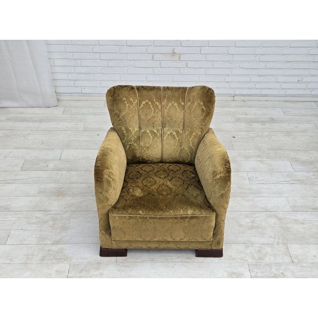 Danish Relax Chair in Furniture Velour and Oak Wood, 1950s For Sale - Image 9 of 18