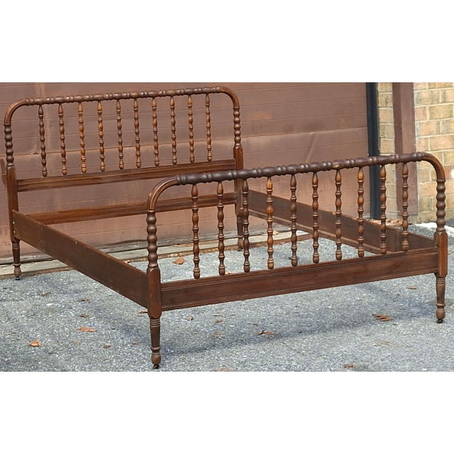 Late 19th Century Walnut Spool Full Size Bedframe For Sale - Image 4 of 6
