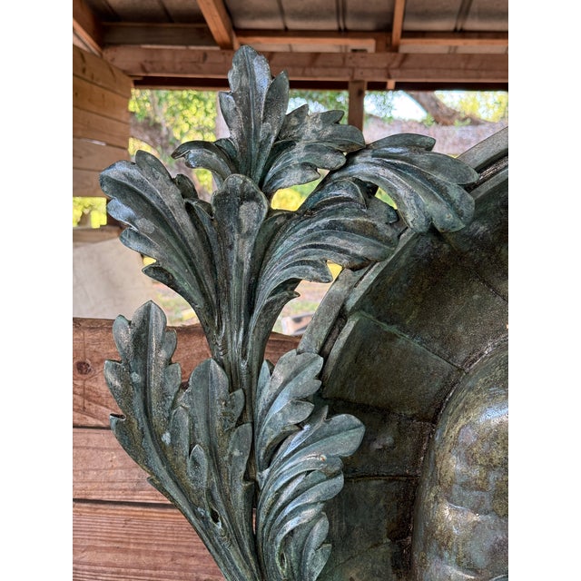 Mid-20th Century Neoclassical Revival Verdigris Patinated Cast Metal Two-Piece Fountain For Sale - Image 4 of 12