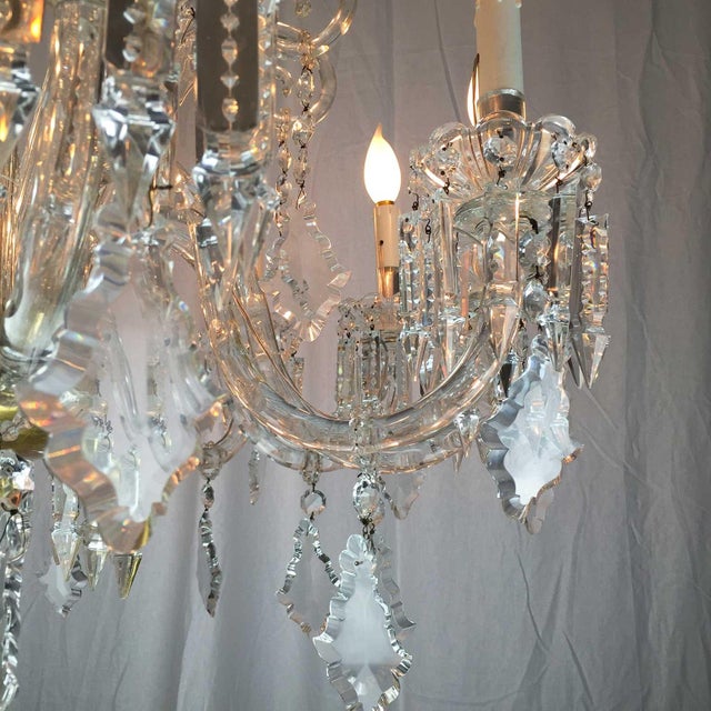 Glass Antique Bohemian Crystal Chandelier, 1950s For Sale - Image 7 of 10