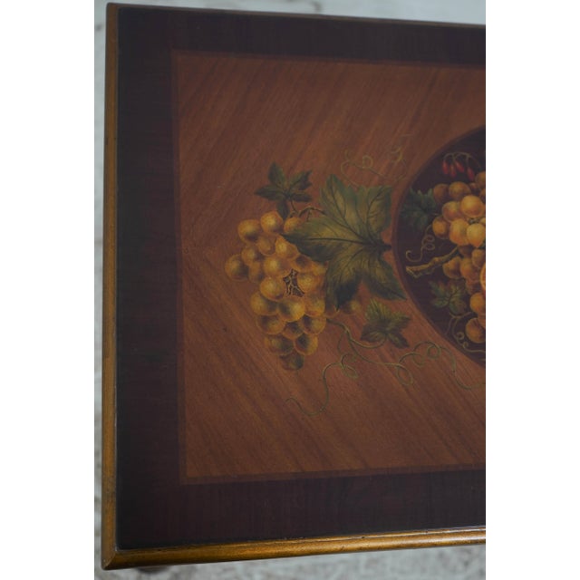 Gold Paint Decorated Faux Bamboo Floral Painted Occasional Table For Sale - Image 8 of 13