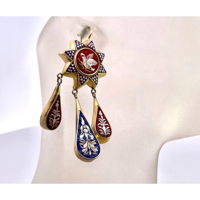 These antique Micro mosaic drop earrings were produced in the late 1800's. During this time the rage was going overseas on...