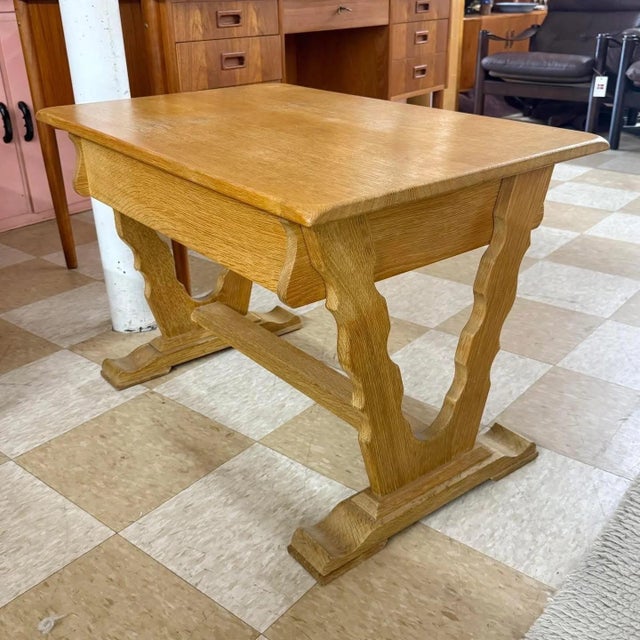 Danish Carved Oak Sewing Table by Henning Kjærnulf, Attributed For Sale - Image 6 of 6