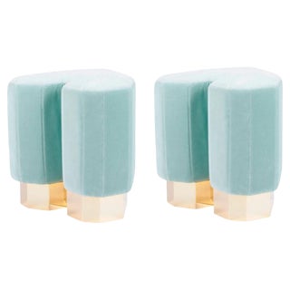 Set of Mint Green Queen Heart Stools by Royal Stranger For Sale