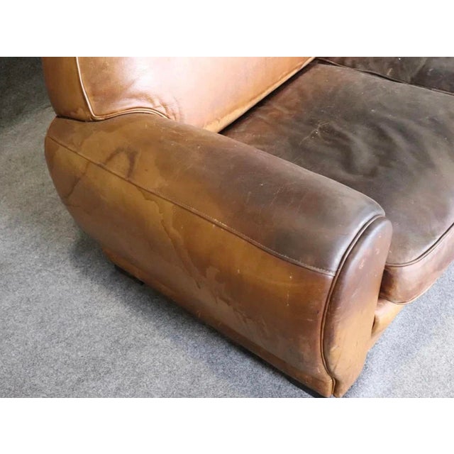 Late 20th Century Deco Style Leather Loveseat For Sale - Image 4 of 7