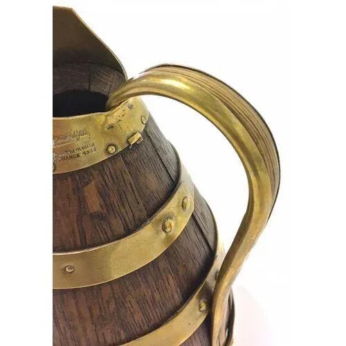 19th Century Antique French Oak & Brass Miniature Wine Jug For Sale - Image 5 of 6