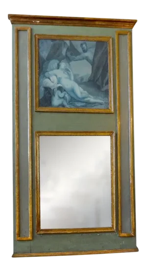 19th Century French Louis XVI Style Grasaille Trumeau Mirror