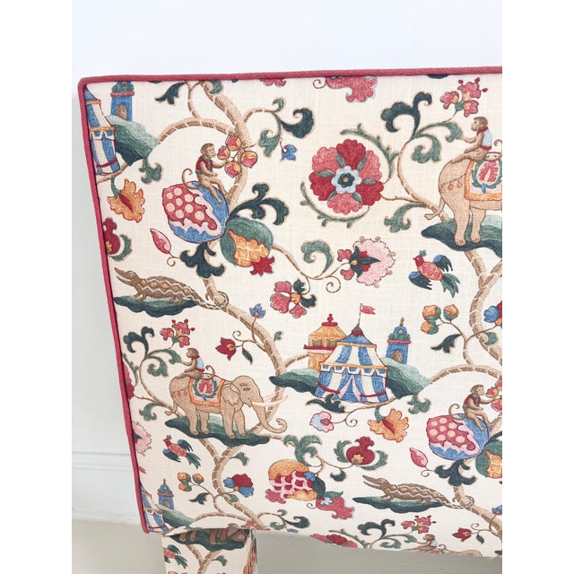 1990s Upholstered Headboard in P. Kaufmann Uzbek Jewel Fabric – Elephant Chinoiserie Print by Calico Corners For Sale In New York - Image 6 of 15
