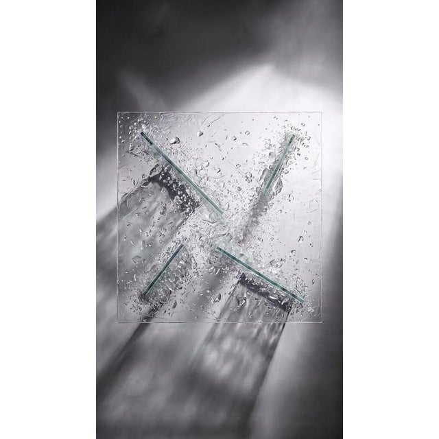 Zero Square Coffee Table in Epoxy Resin & Crystal Clear Glass by Wedo For Sale - Image 6 of 8